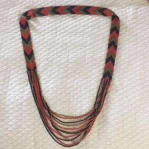 Long chevron pattern beaded necklace